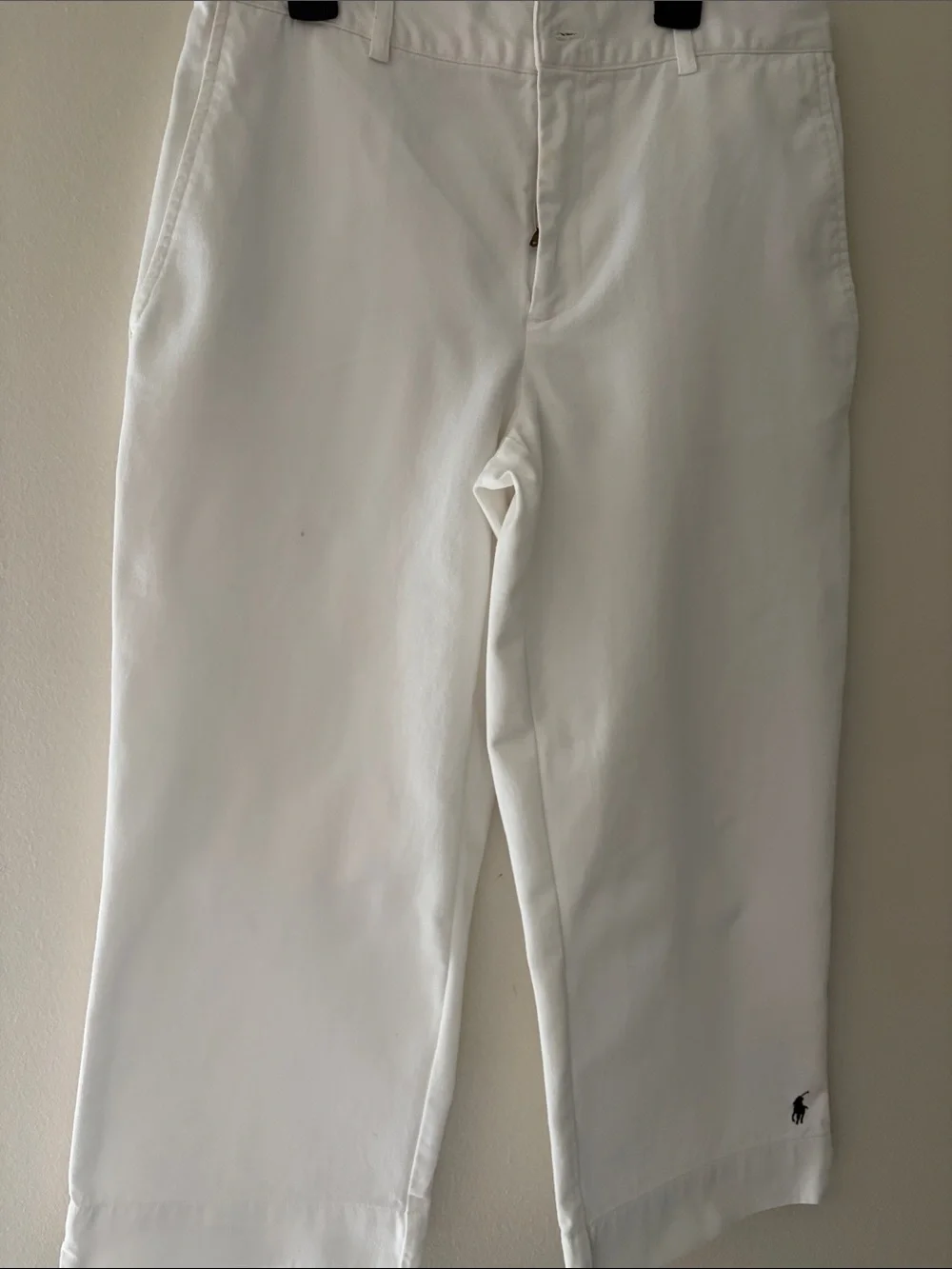 Ralph Lauren 100% Cotton White Cropped Wide-Leg Pants- Size 6!!